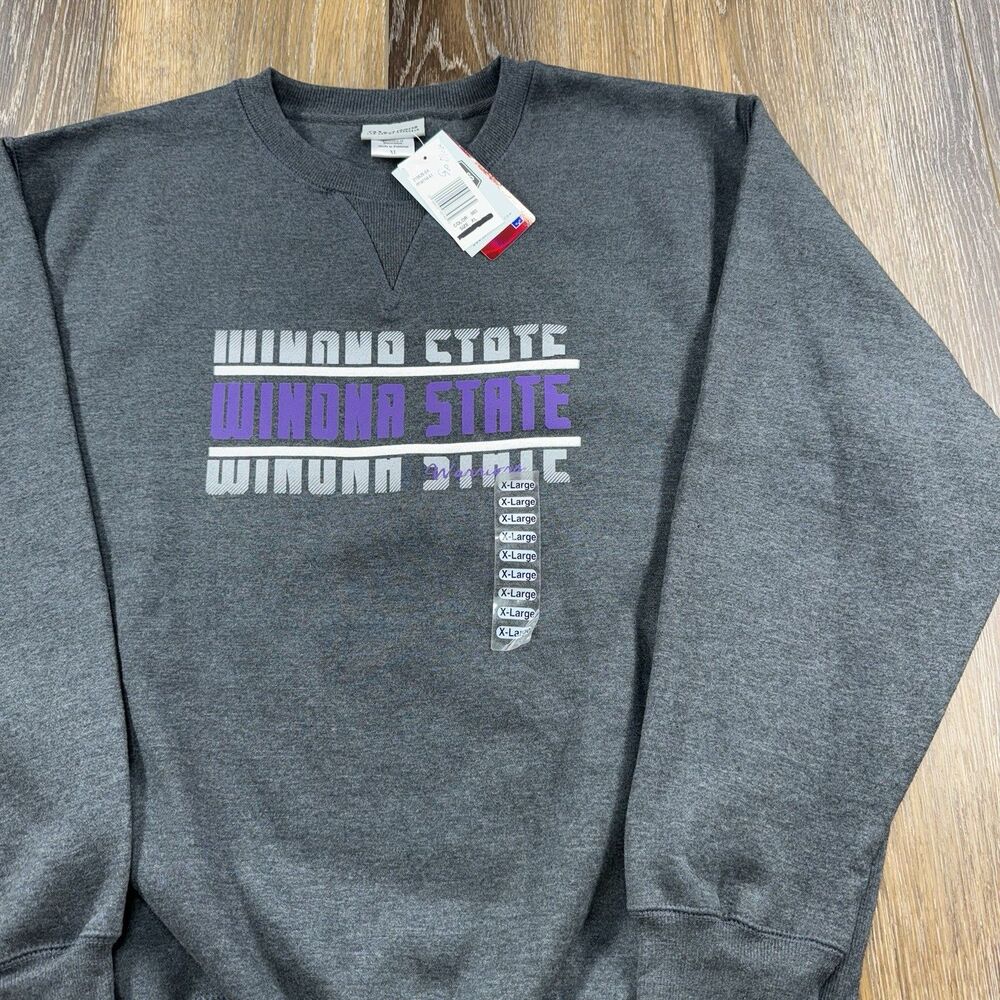 Vintage Winona State Sweatshirt Mens XL Gray University Student Crewneck Sweater
